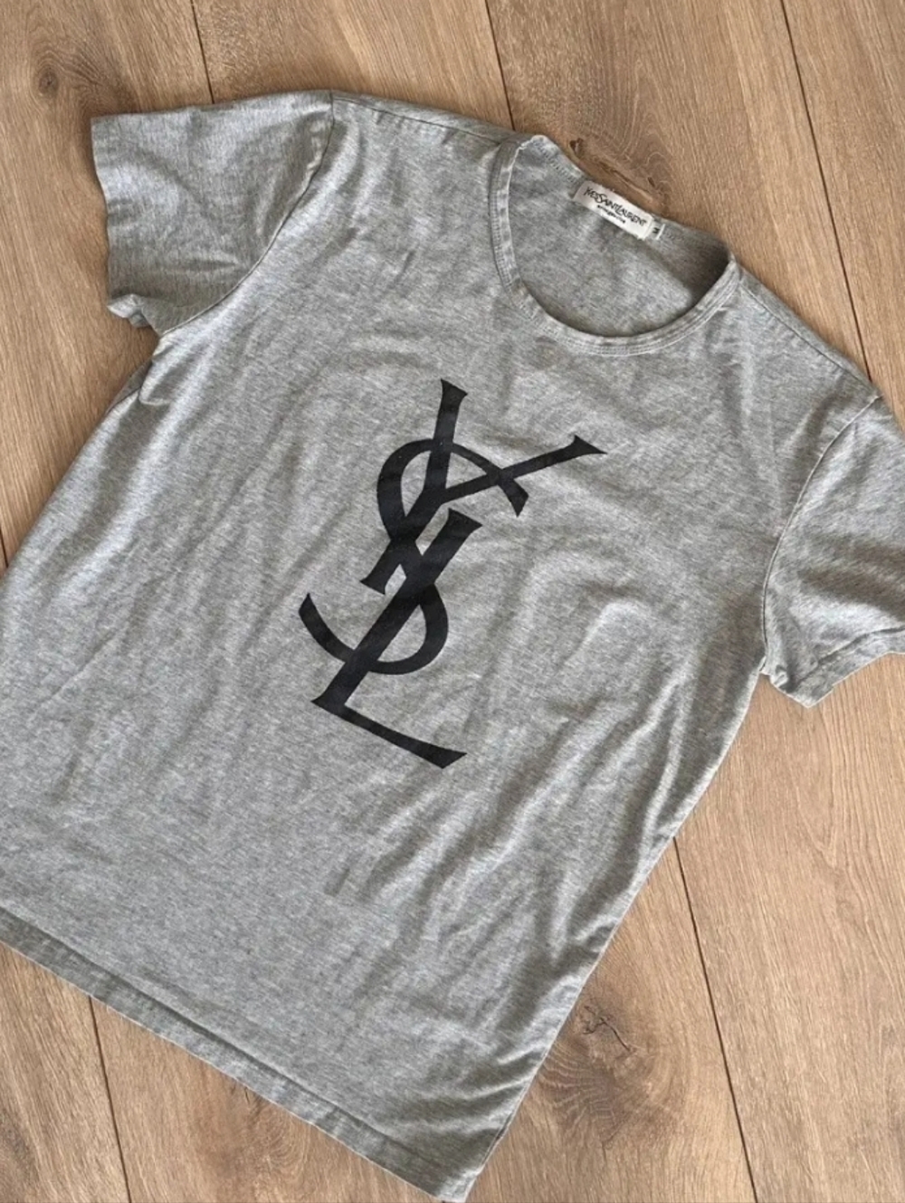 NWT Unisex Yves Saint Laurent Grey Logo T‑Shirt